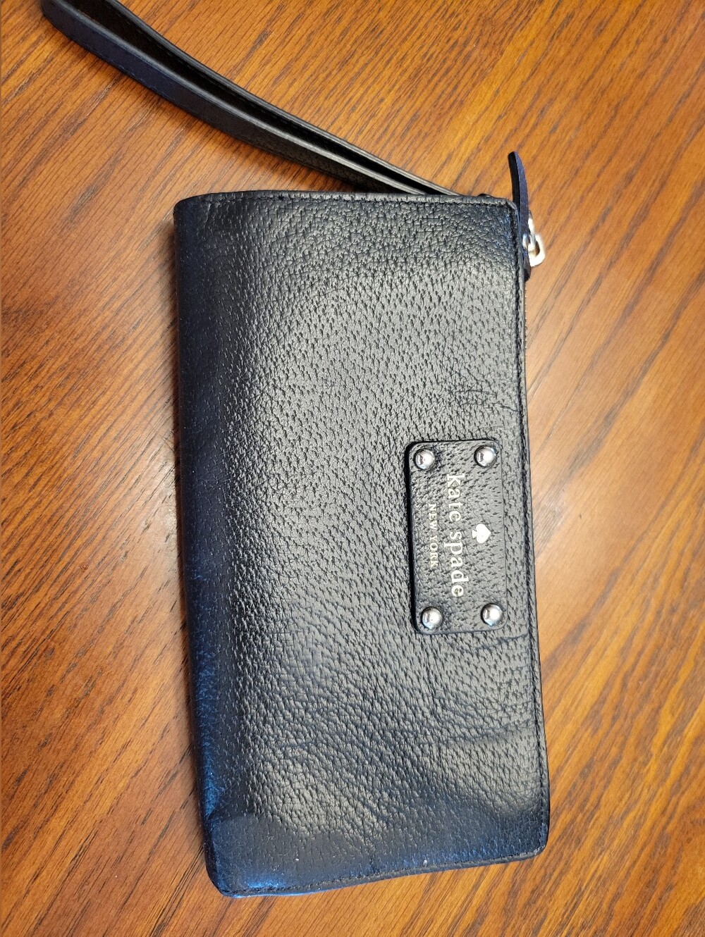 Kate Spade NY Wristlet Soft Black Pebble Leather, 3/4 Zip ~~Read Desc~~